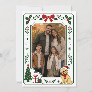 Golden Retriever Christmas Family Photo Frame Card
