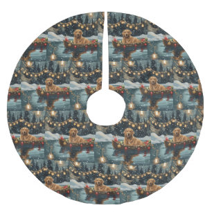 Golden Retriever Christmas Festive Voyage Brushed Polyester Tree Skirt