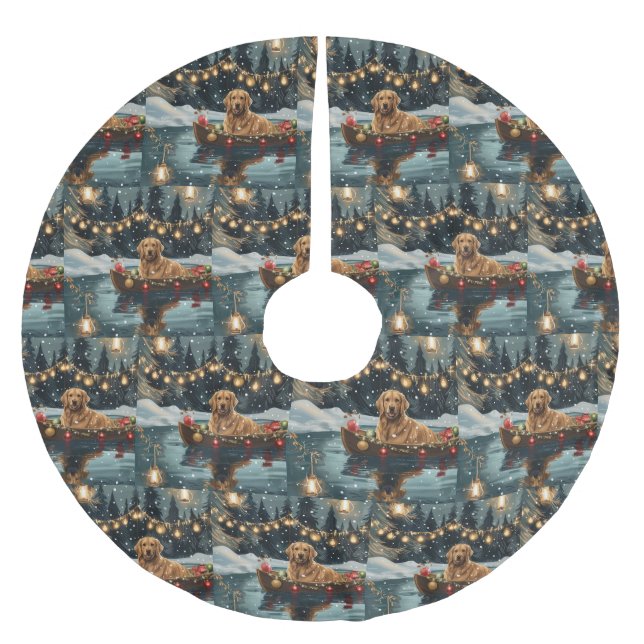 Golden Retriever Christmas Festive Voyage  Brushed Polyester Tree Skirt (Front)