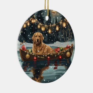 Golden Retriever Christmas Festive Voyage  Ceramic Tree Decoration