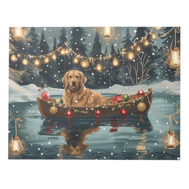 Golden Retriever Christmas Festive Voyage  Notepad (Front)