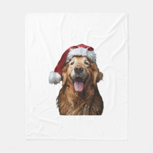 Golden Retriever Christmas Fleece Blanket