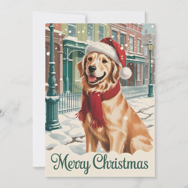 Golden Retriever Christmas Folded Greeting Card (Front)