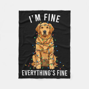 Golden Retriever Christmas I'm Fine Everything Is Fleece Blanket