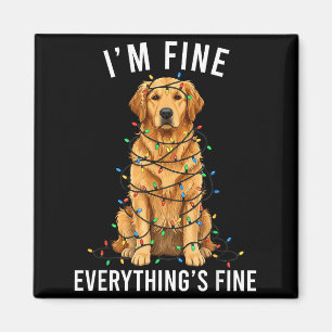 Golden Retriever Christmas I'm Fine Everything Is  Magnet