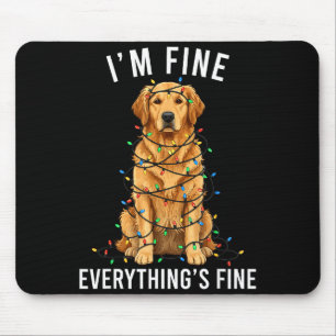 Golden Retriever Christmas I'm Fine Everything Is  Mouse Pad