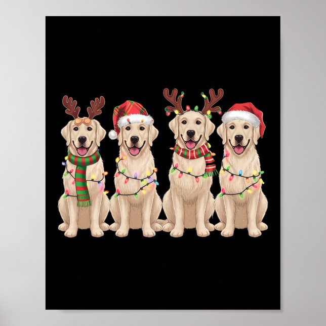 Golden Retriever Christmas Light Golden Dog Christ Poster (Front)