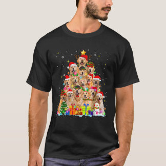 Golden Retriever Christmas Lights Tree Dog Funny X T-Shirt