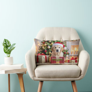 Golden Retriever Christmas Lumbar Cushion