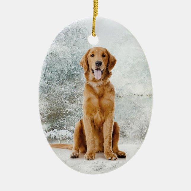 Golden Retriever Christmas Ornament (Front)