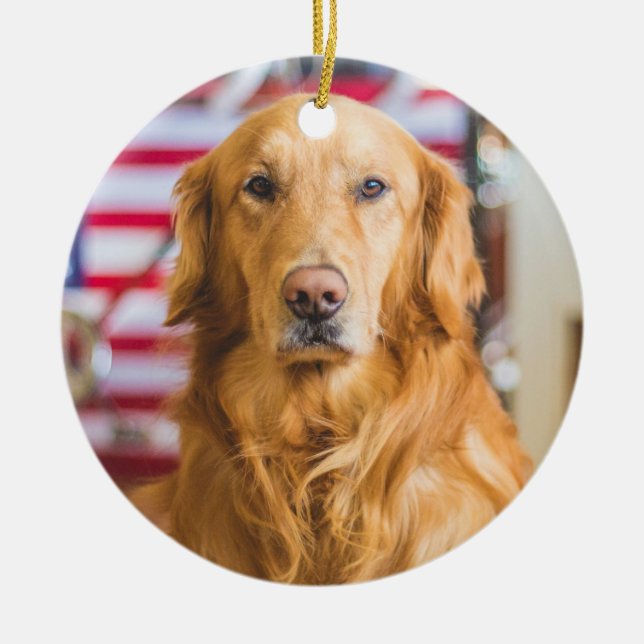 Golden Retriever Christmas Ornament Add Your Photo (Front)