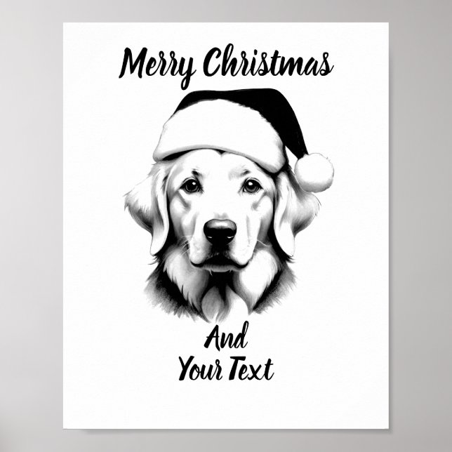 Golden Retriever Christmas Poster Instant Download (Front)