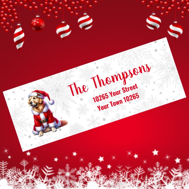 Golden Retriever Christmas Return Address Label (Creator Uploaded)