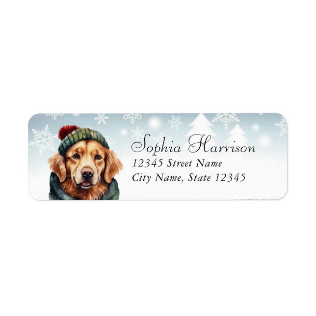 Golden Retriever Christmas Return Address Labels (Front)