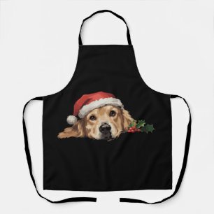 Golden Retriever Christmas Santa Hat Dog Xmas Apron
