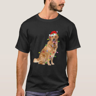 Golden Retriever Christmas Santa Hat Lights Pet Do T-Shirt