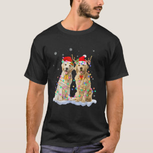 Golden Retriever Christmas Santa Hat Reindeer Ligh T-Shirt