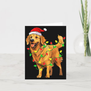 Golden Retriever Christmas Santa Hat Tree Lights P Card
