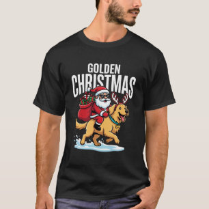 Golden Retriever Christmas Santa Riding Dog T-Shirt