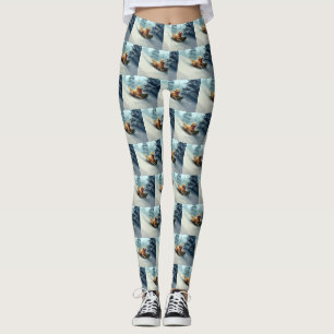 Golden Retriever Christmas snow winter Leggings