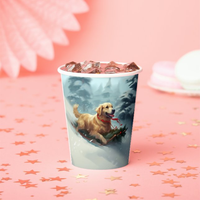 Golden Retriever Christmas snow winter  Paper Cups (Insitu)