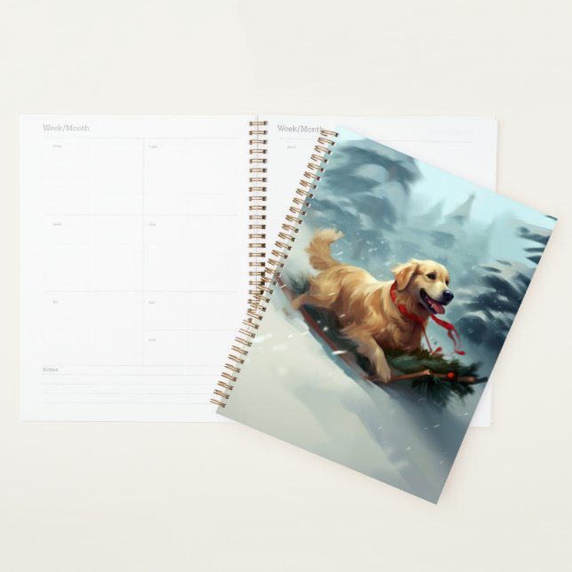 Golden Retriever Christmas snow winter  Planner (Display)