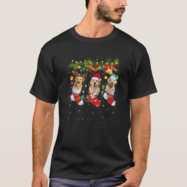 Golden Retriever Christmas Socks Pajama Xmas Dog L T-Shirt (Front)