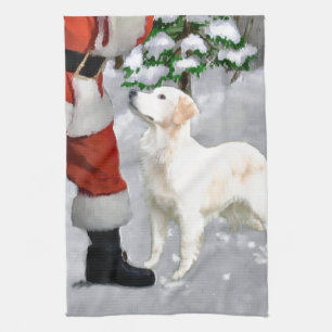 Golden Retriever Christmas Tea Towel