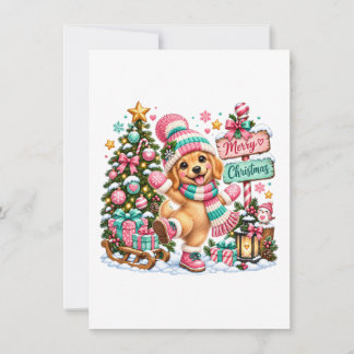 Golden Retriever Christmas Thank You Card