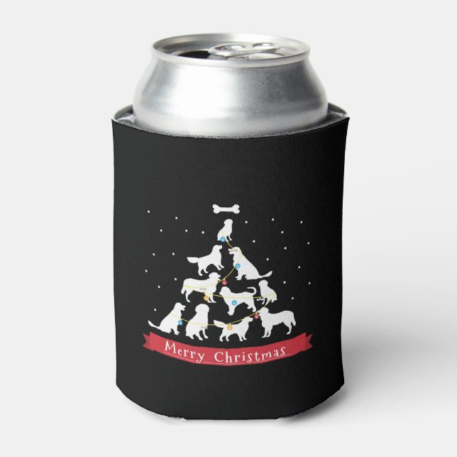 Golden Retriever Christmas Tree Can Cooler (Can Front)