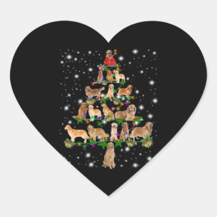 Golden Retriever Christmas Tree Covered By Flash Heart Sticker
