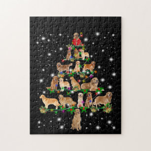 Golden Retriever Christmas Tree Covered By Flash Jigsaw Puzzle