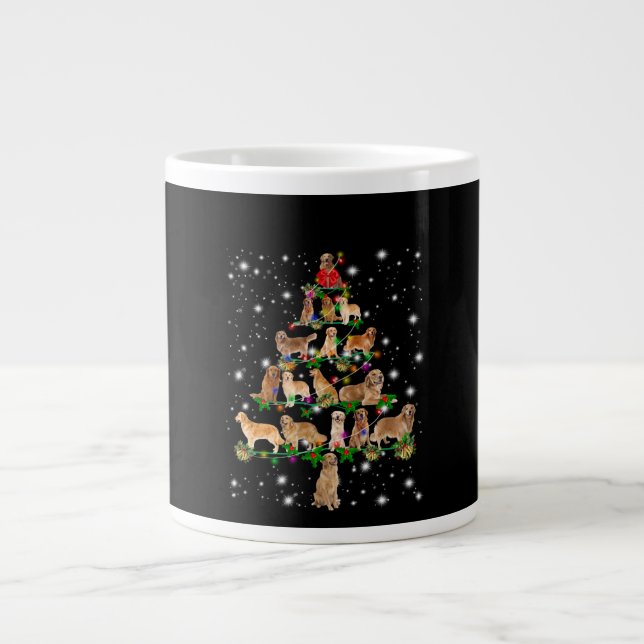Golden Retriever Christmas Tree Covered By Flash Large Coffee Mug (Front)