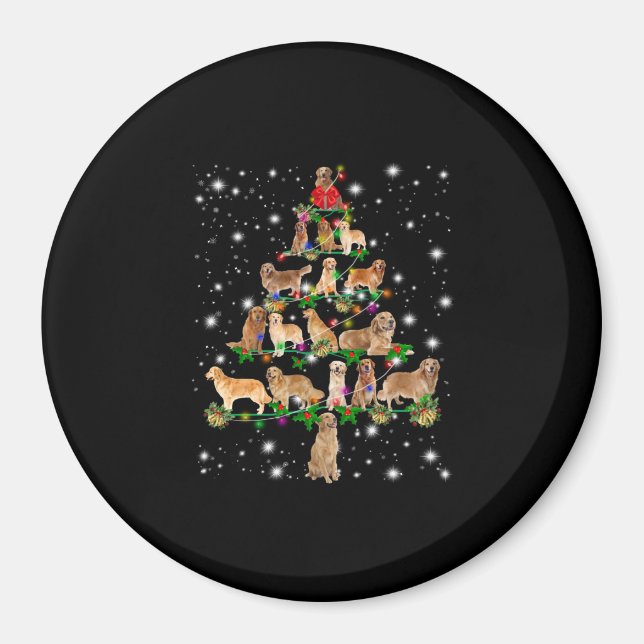 Golden Retriever Christmas Tree Covered By Flash Magnet (Front)