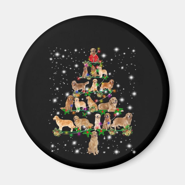Golden Retriever Christmas Tree Covered By Flash Magnet (Front)
