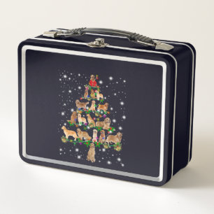 Golden Retriever Christmas Tree Covered By Flash Metal Lunch Box