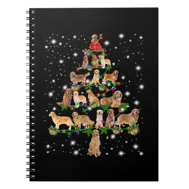 Golden Retriever Christmas Tree Covered By Flash Notebook (Front)