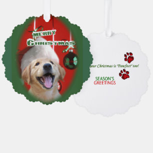 Golden Retriever Christmas Tree Decoration Card
