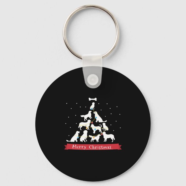 Golden Retriever Christmas Tree Key Ring (Front)