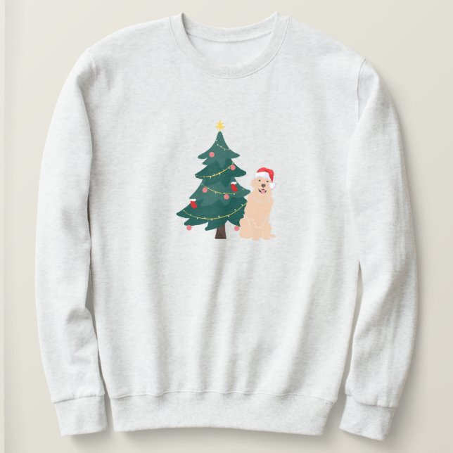 Golden Retriever Christmas Tree Sweatshirt (Design Front)