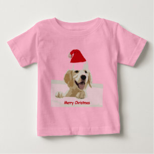 Golden Retriever Christmas with Santa Hat Baby T-Shirt