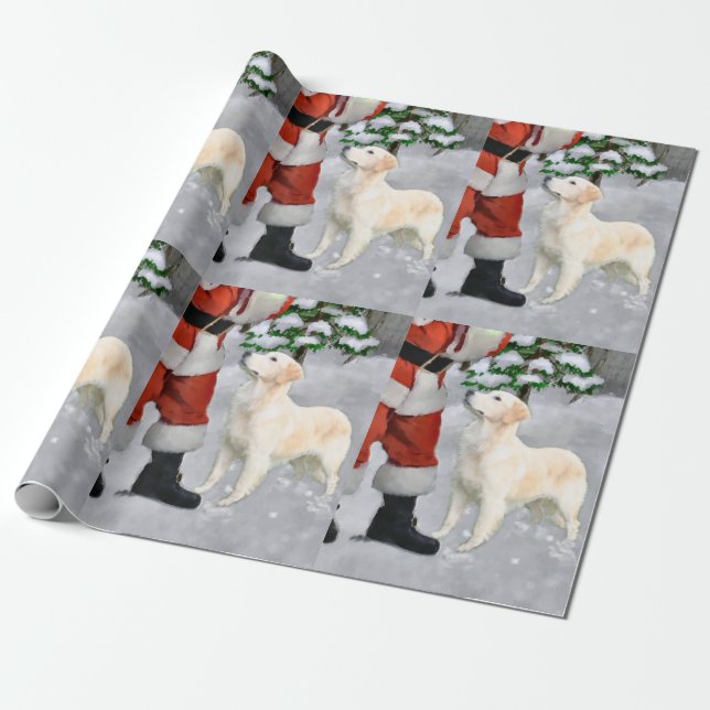 Golden Retriever Christmas Wrapping Paper (Unrolled)
