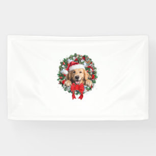 Golden Retriever Christmas Wreath Decoration Xmas Banner