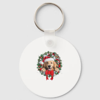 Golden Retriever Christmas Wreath Decoration Xmas  Key Ring