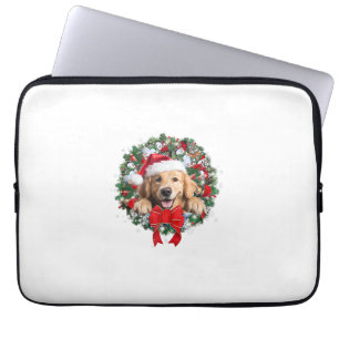 Golden Retriever Christmas Wreath Decoration Xmas Laptop Sleeve
