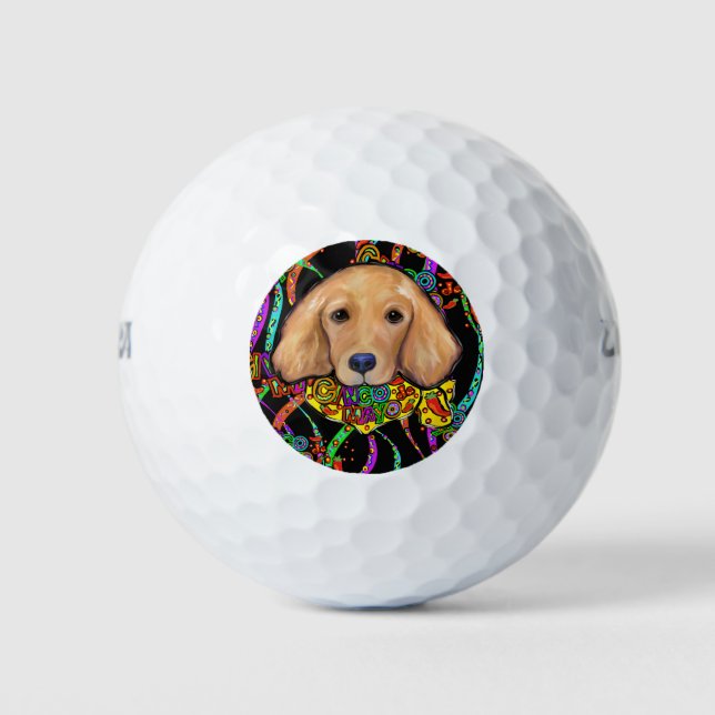 Golden Retriever Cinco de Mayo Golf Balls (Front)
