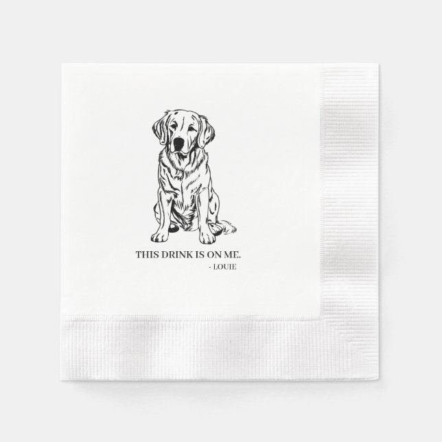 Golden Retriever Cocktail Napkin (Front)
