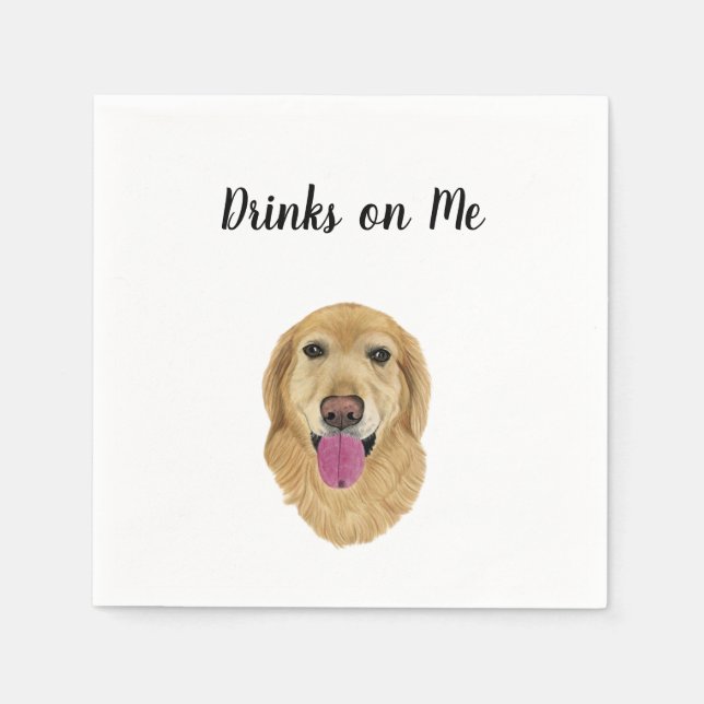 Golden Retriever Cocktail Napkins (Front)