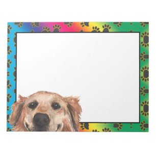 Golden Retriever colorful dog paw pattern   Notepad