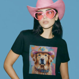 Golden Retriever Colourful Aesthetic Cowgirl Shirt